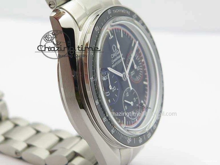 0510 Speedmaster MoonWatch  Apollo 16 Black Dial On SS Bracelet Supportive 8231
